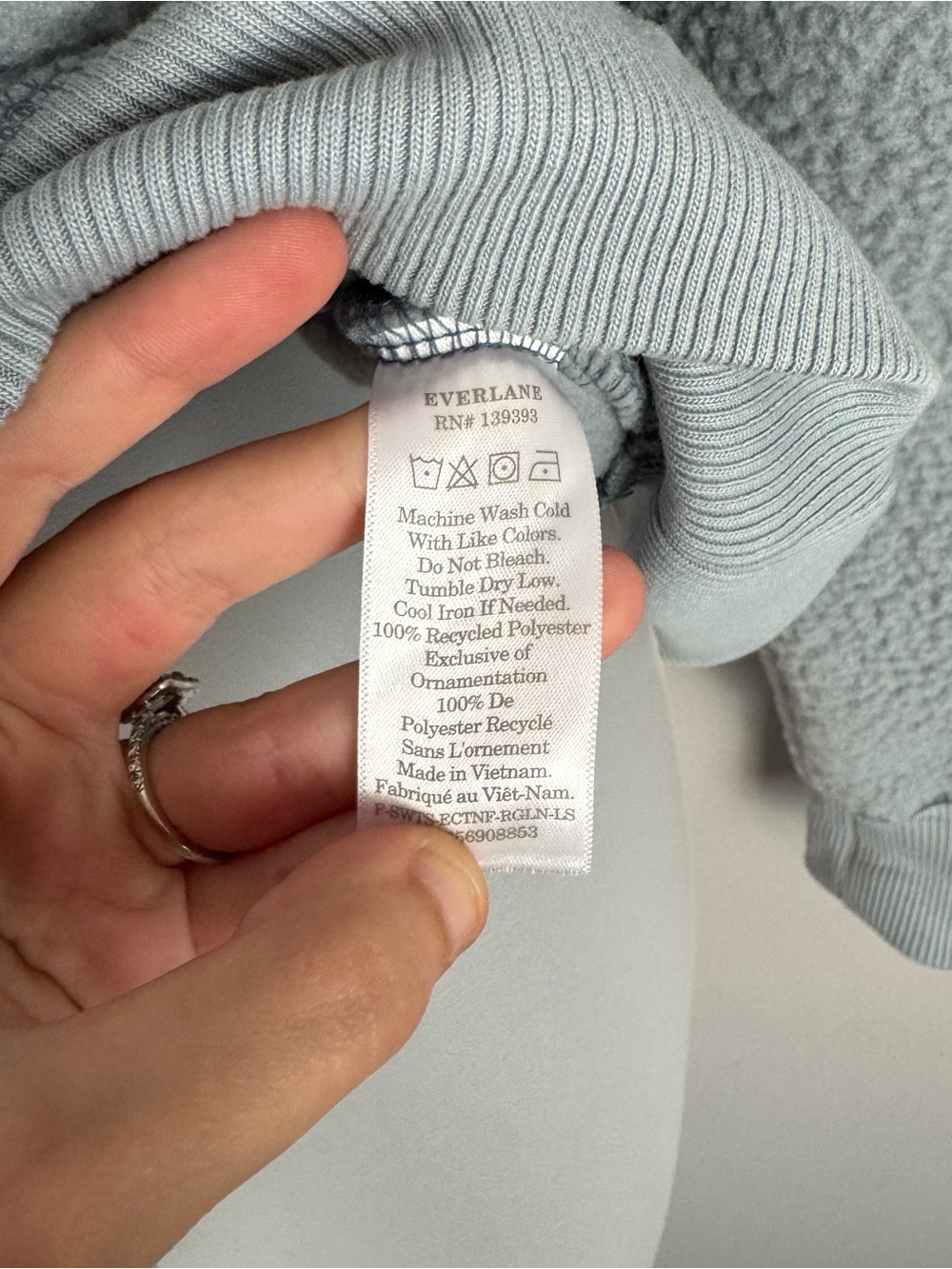 Everlane The Renew Fleece Raglan Light Blue Crew Neck Sweatshirt Size XS - Picture 9 of 11